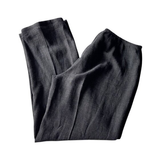 Eileen Fisher Womens Sz L Gray Linen Blend Pleated Straight Leg Pants Lagenlook - Picture 10 of 10